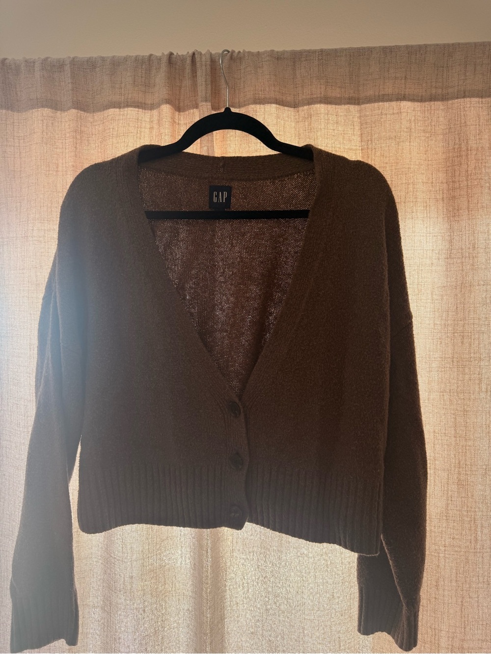GAP Chocolate Brown V-Neck Button Crop Cardigan